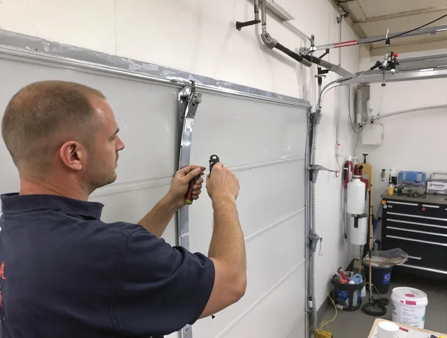 Before and after garage door dent repair by Garfield Heights Garage Door Repair in Garfield Heights