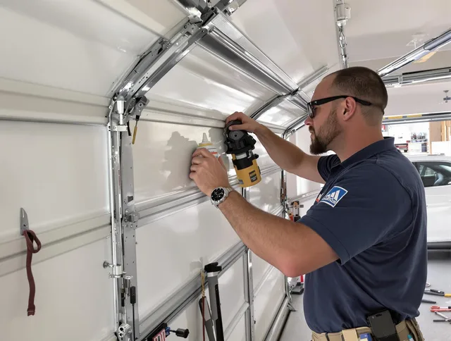Garfield Heights Garage Door Repair technician quieting a noisy garage door in Garfield Heights